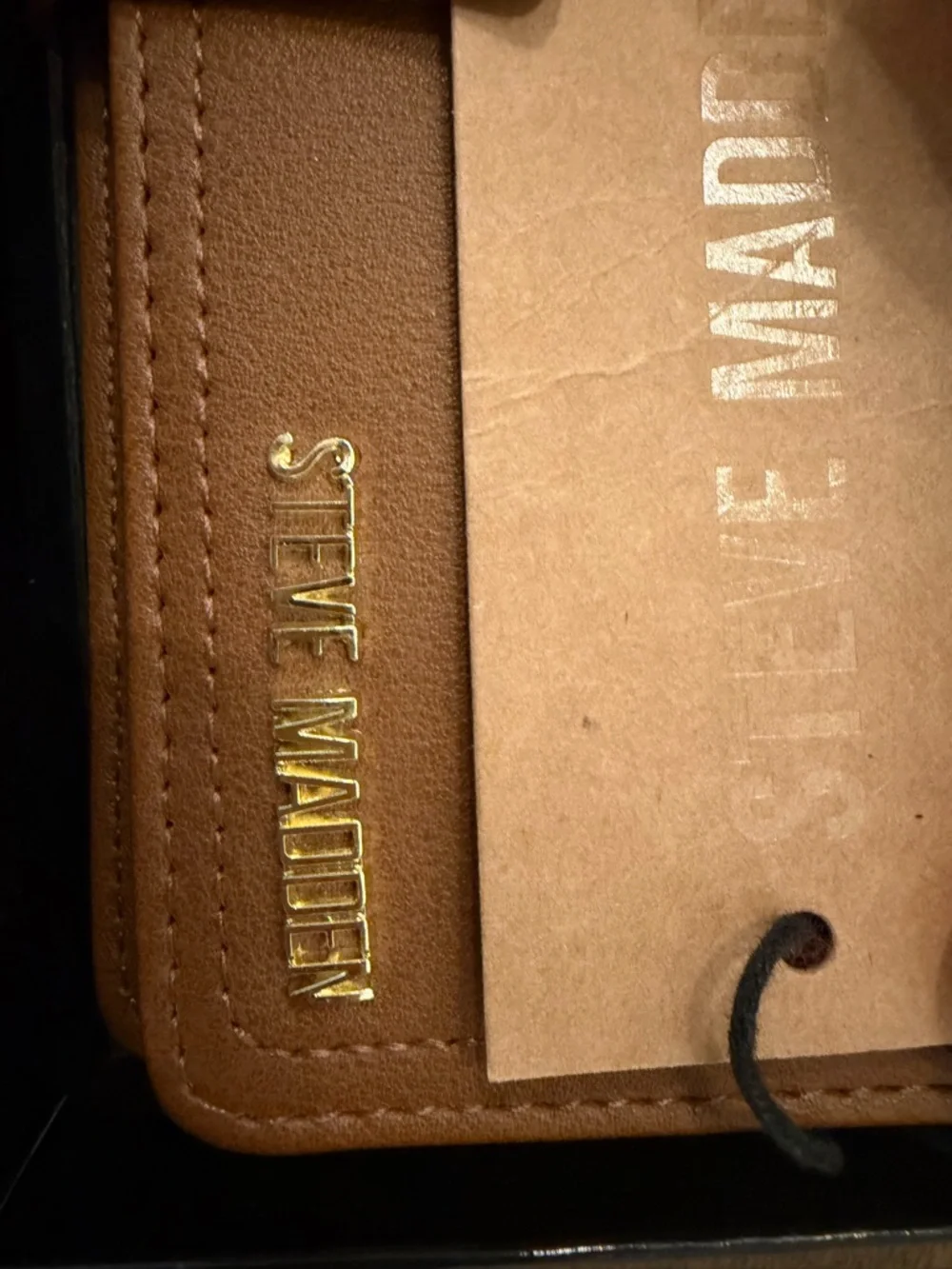 Steve Madden Tan Card Wallet with Gold Logo